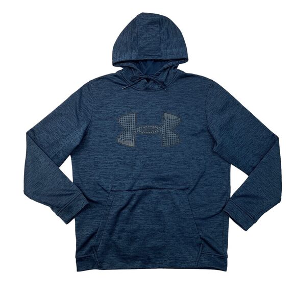 Under Armour Hoodie Mens Medium Storm Fleece Lined Big Logo Coldgear Sweatshirt - Picture 1 of 12
